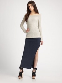 Sophisticated, off-the-shoulder look with long sleeves and a comfy, marled silhouette. Off-the-shoulder necklineLong sleeves79% cotton/21% linenDry cleanImportedModel shown is 5'9½ (176cm) wearing US size 4. Sophisticated, off-the-shoulder look with long sleeves and a comfy, marled silhouette. Off-the-shoulder necklineLong sleeves79% cotton/21% linenDry cleanImportedModel shown is 5'9½ (176cm) wearing US size 4.