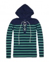Tommy Hilfiger Women Fashion Tie Front Striped Hoodie Blouse