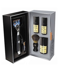 The Fusion Chrome Power Shave Collection features the world's most technologically advanced razor and includes bonus travel sizes of The 4 Elements of the Perfect Shave®: pre-shave oil (1 oz.), shaving cream (1.7 oz.), genuine badger shaving brush and after-shave balm (1 oz.), packaged in an elegant gift presentation.A $200 value. The Fusion Chrome Power Shave Collection features the world's most technologically advanced razor and includes bonus travel sizes of The 4 Elements of the Perfect Shave®: pre-shave oil (1 oz.), shaving cream (1.7 oz.), genuine badger shaving brush and after-shave balm (1 oz.), packaged in an elegant gift presentation.A $200 value.