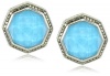 Judith Jack Octagon Sterling Silver, Turquoise, Marcasite Octagon Button Earrings