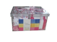 Noa Lily Gift Basket with Footie, Kimono, Short Sleeve Bodysuit, Blanket, Hat, Towel, and Bib , Large hearts, Large Noa Lily Gift Basket with Footie, Kimono, Short Sleeve Bodysuit, Blanket, Hat, Towel, and Bib , Large hearts, Large