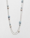 From the Sphere Collection. A long and graceful silver chain, to wrap as you choose, dotted with freshwater pearls and aquamarine beads.White cultured freshwater pearlsAquamarineSterling silverLength, about 45Special signature claspImported