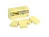 Post-it® Notes, Original Pad, 1-1/2 Inches x 2 Inches, Recycled, Canary Yellow, 12 Pads per Pack