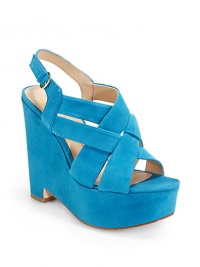 THE LOOKIntertwining suede strap designAdjustable ankle strapOpen toePadded insoleSelf-covered wedge, 5 (125mm)Self-covered platform, 1½ (40mm)Compares to a 3½ heel (90mm)THE MATERIALSuede upperLeather lining and soleORIGINImported THE LOOKIntertwining suede strap designAdjustable ankle strapOpen toePadded insoleSelf-covered wedge, 5 (125mm)Self-covered platform, 1½ (40mm)Compares to a 3½ heel (90mm)THE MATERIALSuede upperLeather lining and soleORIGINImported