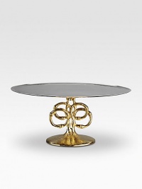 A classic plate distinguished by an elegant loop base in 24k gold. Hand-finished 12 diameter Nickelplated Lightly hammered Gift box with felt bag Imported A classic plate distinguished by an elegant loop base in 24k gold. Hand-finished 12 diameter Nickelplated Lightly hammered Gift box with felt bag Imported