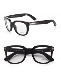 A sophisticated set of acetate frames with clear, easily replaced lenses. Wear the glasses as a simple accessory or replace the lenses with your own prescription. Replaceable optical lenses include permanent logo accent Metal T temple detail Made in Italy A sophisticated set of acetate frames with clear, easily replaced lenses. Wear the glasses as a simple accessory or replace the lenses with your own prescription. Replaceable optical lenses include permanent logo accent Metal T temple detail Made in Italy