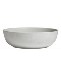 The dual-purpose Bliss cream soup or pasta bowl from Monique Lhuillier Waterford is made for every day, shaped for modern decor and draped with romantic florals in a soft, muted palette. The dual-purpose Bliss cream soup or pasta bowl from Monique Lhuillier Waterford is made for every day, shaped for modern decor and draped with romantic florals in a soft, muted palette.