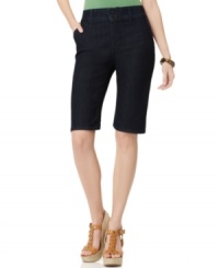 Not Your Daughter's Jeans makes denim shorts chic with this petite, tummy-flattening style that skims the knees. Not Your Daughter's Jeans makes denim shorts chic with this petite, tummy-flattening style that skims the knees.