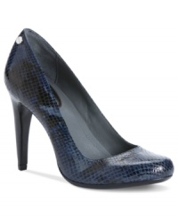 With an all-over snake print, Calvin Klein's Fionn pumps are a striking update on a classic silhouette. With an all-over snake print, Calvin Klein's Fionn pumps are a striking update on a classic silhouette.