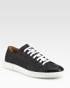 Low-top canvas lace-ups with allover gancini embroidery and contrast sole.Canvas upperLeather liningPadded insoleRubber soleMade in Italy