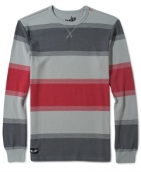 Always great as an underlayer or worn solo is this fashionable stripe thermal by Volcom. Always great as an underlayer or worn solo is this fashionable stripe thermal by Volcom.