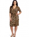 Jones New York Women's Plus-Size Half Sleeve Faux Wrap Dress