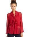 THE LOOKTailored from crinkled silk chiffonV-neck with tie-neck collarLong sleevesGathered elastic waistTHE FITAbout 25 from shoulder to hemTHE MATERIALSilkCARE & ORIGINDry cleanImportedModel shown is 5'8 (172½cm) wearing US size Small. 