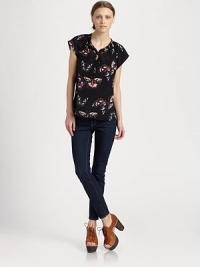 Gorgeous printed silk, gathered and shirred in an updated henley silhouette.Shirred band collarCap sleevesButton-down placketStraight hemAbout 24 from shoulder to hemSilkDry cleanImportedModel shown is 5'9½ (176cm) wearing US size Small. Gorgeous printed silk, gathered and shirred in an updated henley silhouette.Shirred band collarCap sleevesButton-down placketStraight hemAbout 24 from shoulder to hemSilkDry cleanImportedModel shown is 5'9½ (176cm) wearing US size Small.