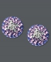 The ombre effect. Kaleidoscope dazzling button earrings feature a gradation of purple crystals all in a compact circle. Crafted in sterling silver with Swarovski elements. Approximate diameter: 1/2 inch.