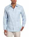 Cubavera Men's Long Sleeve Linen Guayabera, Cashmere Blue, Small