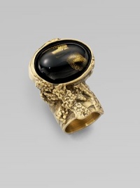 Held in an intriguing freeform setting, a stone of beautiful glass is suspended above your finger. GlassTextured antique-inspired goldtoneWidth, about 1Made in Italy Held in an intriguing freeform setting, a stone of beautiful glass is suspended above your finger. GlassTextured antique-inspired goldtoneWidth, about 1Made in Italy
