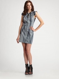 An architectural sheath crafted from tie-dyed cotton a strappy open back and molded shoulders.Jewel necklineTopstitched shoulder flapsBodice seamsHigh waistSide zipperAbout 21 from waist to hem97% cotton/3% spandexDry cleanMade in USA of Italian fabric An architectural sheath crafted from tie-dyed cotton a strappy open back and molded shoulders.Jewel necklineTopstitched shoulder flapsBodice seamsHigh waistSide zipperAbout 21 from waist to hem97% cotton/3% spandexDry cleanMade in USA of Italian fabric