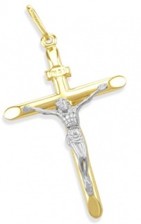 14K YELLOW and WHITE GOLD CROSS CRUCIFIX CHARM PENDANT 14K YELLOW and WHITE GOLD CROSS CRUCIFIX CHARM PENDANT