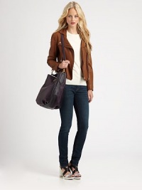 Neutral-hued, plush lambskin, closely-cropped in a sleek motorcycle style.Notched lapelLong sleeves with zip cuffsAsymmetric zip front with hidden snap closureAngled zip pocketsAbout 21 from shoulder to hemLeatherProfessional leather cleanerImportedSIZE & FITModel shown is 5'10 (177cm) wearing a US size Small. Neutral-hued, plush lambskin, closely-cropped in a sleek motorcycle style.Notched lapelLong sleeves with zip cuffsAsymmetric zip front with hidden snap closureAngled zip pocketsAbout 21 from shoulder to hemLeatherProfessional leather cleanerImportedSIZE & FITModel shown is 5'10 (177cm) wearing a US size Small.