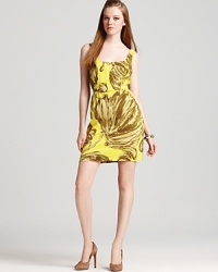 A Milly silk dress featuring a pleated bodice and abstract print embraces spring's 1950s trend, infusing your look with vintage charm and unmistakable luxury. A Milly silk dress featuring a pleated bodice and abstract print embraces spring's 1950s trend, infusing your look with vintage charm and unmistakable luxury.