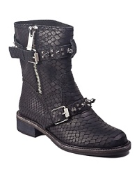 Go all-out rocker with Sam Edelman's Adele boots, a studded, snakeskin embossed style with attitude to spare.