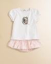 For your Dior baby, a sweet and plush tee with capped sleeves and a colorful graphic.Ribbed crewneckShort cap sleevesShoulder buttonsCottonMachine washImported