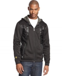 Put your casual look into overdrive with this modern soft-shell Ferrari jacket from Puma. Put your casual look into overdrive with this modern soft-shell Ferrari jacket from Puma.