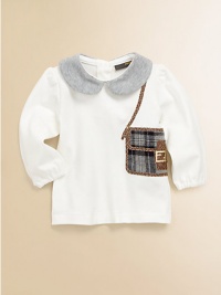 She'll always be ready for a day on the town in this adorable tunic with a faux-purse design and Fendi logo accents.Peter Pan collarCovered back buttonsLong sleeves with gathered cuffs94% cotton/6% elastaneMachine washMade in Italy of imported fabric She'll always be ready for a day on the town in this adorable tunic with a faux-purse design and Fendi logo accents.Peter Pan collarCovered back buttonsLong sleeves with gathered cuffs94% cotton/6% elastaneMachine washMade in Italy of imported fabric
