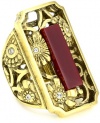 T Tahari Gold Tone Resin and Crystal Stretch Ring