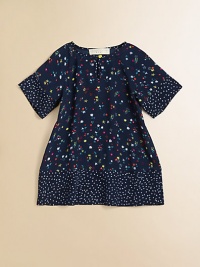 She'll look cuter than ever in this floral-print favorite featuring adorable dotty trim.Split collar with button closureShort sleevesContrast trimViscoseMachine washImported She'll look cuter than ever in this floral-print favorite featuring adorable dotty trim.Split collar with button closureShort sleevesContrast trimViscoseMachine washImported