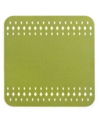 A geometric border and soft square shape lend chic style to casually modern Tribal Diamond placemats from Homewear. A geometric border and soft square shape lend chic style to casually modern Tribal Diamond placemats from Homewear.