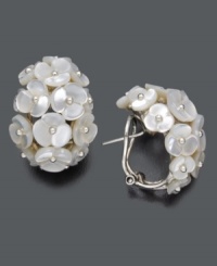 Fresh elegance. Pretty pearl petals create a look of magical whimsy. Earrings crafted in sterling silver and mother of pearl (5-8 mm). Approximate diameter: 1 inch. Fresh elegance. Pretty pearl petals create a look of magical whimsy. Earrings crafted in sterling silver and mother of pearl (5-8 mm). Approximate diameter: 1 inch.