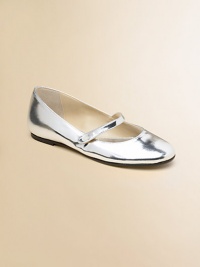 Give her another reason to shine with this essential ballet style finely constructed from metallic leather and finished with a decorative button on the crossover strap.Leather upper Strap closure Leather sole Leather lining Padded insole Made in Italy Give her another reason to shine with this essential ballet style finely constructed from metallic leather and finished with a decorative button on the crossover strap.Leather upper Strap closure Leather sole Leather lining Padded insole Made in Italy