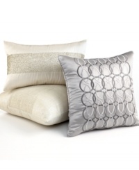 A horizontal band of opalescent beading embellishes this decorative pillow from Hotel Collection for a look of sparkling sophistication. Finished in soft, golden tones. A horizontal band of opalescent beading embellishes this decorative pillow from Hotel Collection for a look of sparkling sophistication. Finished in soft, golden tones.