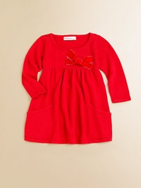 An ultra-soft, ultra-cozy sweater dress gets a fancy update with a gathered waistband and velveteen bow adornment.ScoopneckLong sleevesPullover styleGathered waistFront pocketsRayon/CottonHand washImported An ultra-soft, ultra-cozy sweater dress gets a fancy update with a gathered waistband and velveteen bow adornment.ScoopneckLong sleevesPullover styleGathered waistFront pocketsRayon/CottonHand washImported