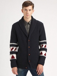 With a look that is unquestionably Burberry Brit, a shawl-collar wool sweater with convenient slash pockets.Shawl collarButton frontSlash pocketsRibbed trimWoolDry cleanImported With a look that is unquestionably Burberry Brit, a shawl-collar wool sweater with convenient slash pockets.Shawl collarButton frontSlash pocketsRibbed trimWoolDry cleanImported