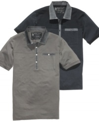 This isn't your dad's polo. Urban updates make this polo shirt from Marc Ecko Cut & Sew a casually cool addition to your springtime wardrobe. This isn't your dad's polo. Urban updates make this polo shirt from Marc Ecko Cut & Sew a casually cool addition to your springtime wardrobe.