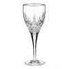 This newest group of stemware features the signature Lismore cuts on a graceful pulled stem with lovely open diamond , wedge cuts, and a platinum band on the rim.