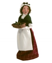Mrs. Cratchit does the best she can with Christmas dinner, delivering her famous plum pudding to your home. Her charming Byers' Choice figurine, handcrafted and painted with exquisite detail, evokes her family's feast. Mrs. Cratchit does the best she can with Christmas dinner, delivering her famous plum pudding to your home. Her charming Byers' Choice figurine, handcrafted and painted with exquisite detail, evokes her family's feast.
