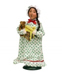 While visions of sugar-plums dance in her head, this Night Before Christmas figurine illustrates an iconic holiday story with the handcrafted charm of Byers' Choice. With book and teddy bear in hand. While visions of sugar-plums dance in her head, this Night Before Christmas figurine illustrates an iconic holiday story with the handcrafted charm of Byers' Choice. With book and teddy bear in hand.