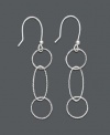 Macy's Sterling Silver Circular and Oval Linear Drop Earrings