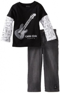 Calvin Klein Boys 2-7 Slider Top with Jean, Assorted, 3T Calvin Klein Boys 2-7 Slider Top with Jean, Assorted, 3T