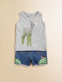 Soft and cozy in pure cotton, this cuddly knit llama-print tank will make her smile.ScoopneckSleevelessCottonMachine washImported Soft and cozy in pure cotton, this cuddly knit llama-print tank will make her smile.ScoopneckSleevelessCottonMachine washImported