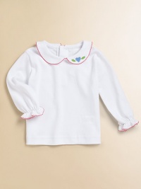 A shirt almost as precious as baby with a classic Peter Pan collar, picot trim and heart appliqué.Peter Pan collarLong sleevesBack buttonsCottonMachine washImported A shirt almost as precious as baby with a classic Peter Pan collar, picot trim and heart appliqué.Peter Pan collarLong sleevesBack buttonsCottonMachine washImported