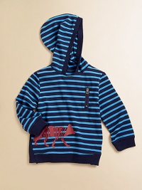 Made of a super-soft modal and cotton blend, this cozy, striped hoodie features a standout wolf print.Attached hoodLong sleevesPullover styleZippered slash pocketRibbed cuffs and hemModal cottonMachine washImported