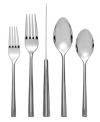 Elegance with an edge. Nambe brings something unique and new to modern tables with Emily flatware, featuring a triangular handle design in luxe stainless steel. A standing knife adds even more dimension to a place setting that's already a standout.