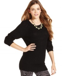 Cozy-up in It's Our Time's extra-comfy metallic-flecked sweater! The long, tunic style makes this pullover a perfect match to jeans and leggings alike. Cozy-up in It's Our Time's extra-comfy metallic-flecked sweater! The long, tunic style makes this pullover a perfect match to jeans and leggings alike.