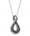 Eternally cool - the infinity necklace is always in style. An intriguing figure-eight design highlights round-cut black diamonds (4/10 ct. t.w.) and white diamond accents. Crafted in 14k white gold. Approximate length: 18 inches. Approximate drop: 8/10 inch.