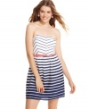 Trixxi mixes prints like an old style pro on this strapless day dress, pairing a chevron-loving top with a skirt of classic stripes. The result: a super-cute twist on nautical style!